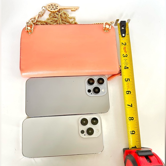 💯 PRADA Logo Peach Saffiano Leather Zippered Wallet on Chain W/ auth cert - Picture 10 of 12